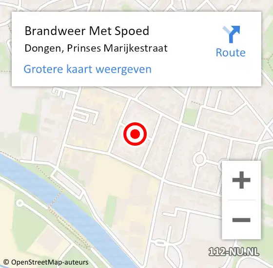 Locatie op kaart van de 112 melding: Brandweer Met Spoed Naar Dongen, Prinses Marijkestraat op 11 juni 2021 04:36