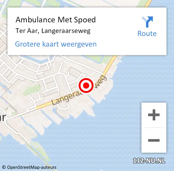 Locatie op kaart van de 112 melding: Ambulance Met Spoed Naar Ter Aar, Langeraarseweg op 11 juni 2021 04:54