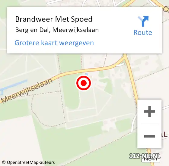 Locatie op kaart van de 112 melding: Brandweer Met Spoed Naar Berg en Dal, Meerwijkselaan op 11 juni 2021 05:56