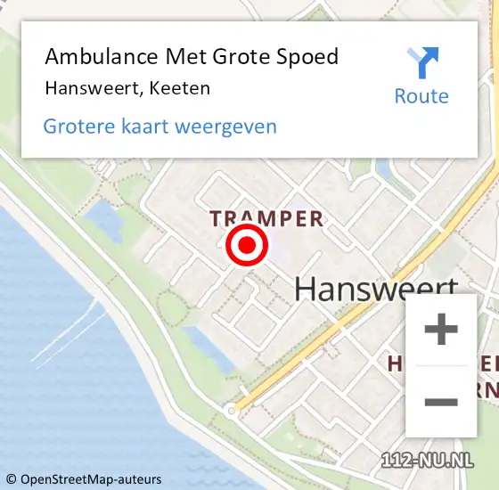 Locatie op kaart van de 112 melding: Ambulance Met Grote Spoed Naar Hansweert, Keeten op 12 juni 2014 22:58