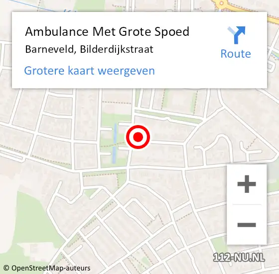 Locatie op kaart van de 112 melding: Ambulance Met Grote Spoed Naar Barneveld, Bilderdijkstraat op 11 juni 2021 06:50