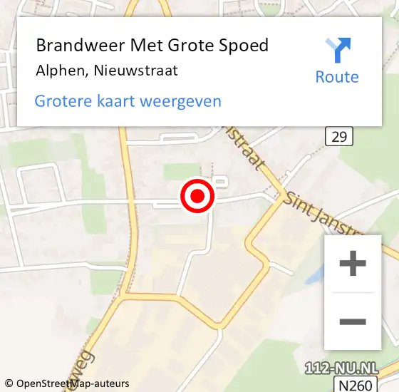 Locatie op kaart van de 112 melding: Brandweer Met Grote Spoed Naar Alphen, Nieuwstraat op 11 juni 2021 07:09