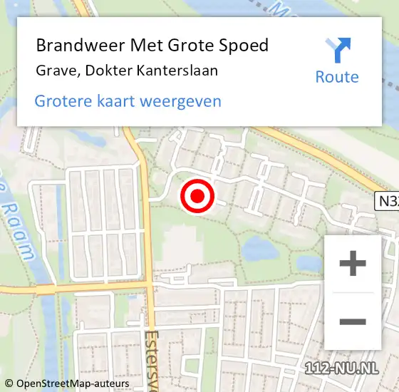 Locatie op kaart van de 112 melding: Brandweer Met Grote Spoed Naar Grave, Dokter Kanterslaan op 11 juni 2021 07:11