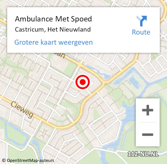 Locatie op kaart van de 112 melding: Ambulance Met Spoed Naar Castricum, Het Nieuwland op 11 juni 2021 07:12