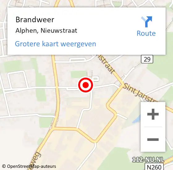 Locatie op kaart van de 112 melding: Brandweer Alphen, Nieuwstraat op 11 juni 2021 07:18