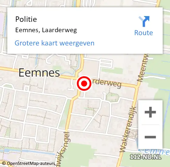 Locatie op kaart van de 112 melding: Politie Eemnes, Laarderweg op 11 juni 2021 07:19