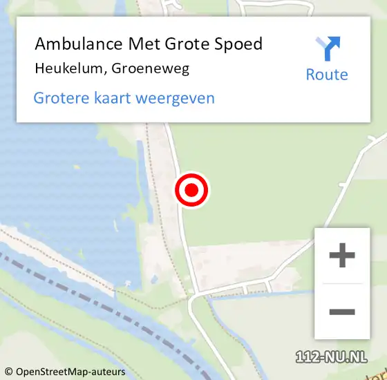 Locatie op kaart van de 112 melding: Ambulance Met Grote Spoed Naar Heukelum, Groeneweg op 11 juni 2021 07:31