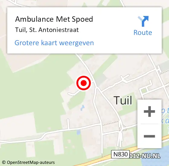 Locatie op kaart van de 112 melding: Ambulance Met Spoed Naar Tuil, St. Antoniestraat op 11 juni 2021 07:39