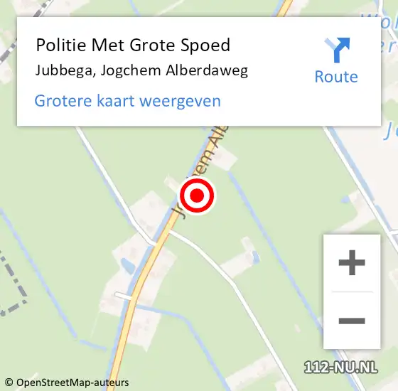 Locatie op kaart van de 112 melding: Politie Met Grote Spoed Naar Jubbega, Jogchem Alberdaweg op 11 juni 2021 07:54