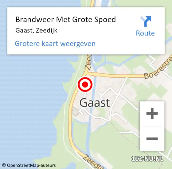 Locatie op kaart van de 112 melding: Brandweer Met Grote Spoed Naar Gaast, Zeedijk op 11 juni 2021 08:18