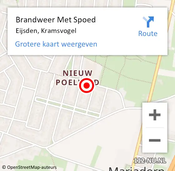 Locatie op kaart van de 112 melding: Brandweer Met Spoed Naar Eijsden, Kramsvogel op 11 juni 2021 08:43