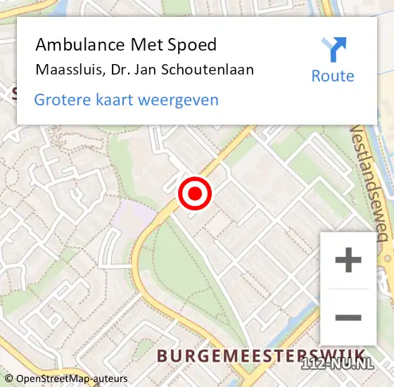 Locatie op kaart van de 112 melding: Ambulance Met Spoed Naar Maassluis, Dr. Jan Schoutenlaan op 11 juni 2021 08:52