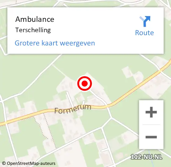 Locatie op kaart van de 112 melding: Ambulance Terschelling op 11 juni 2021 08:55