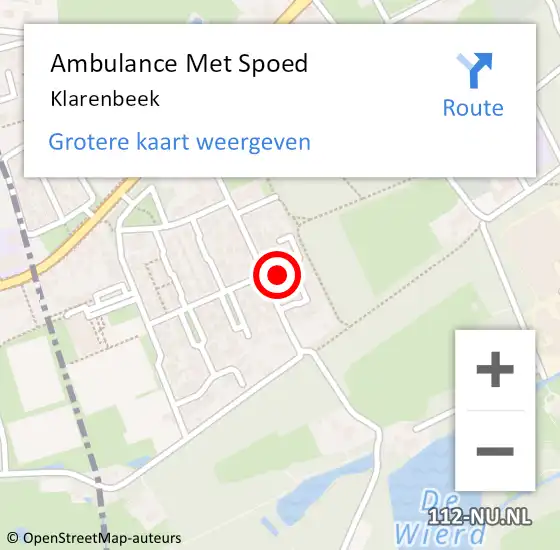 Locatie op kaart van de 112 melding: Ambulance Met Spoed Naar Klarenbeek op 11 juni 2021 09:29