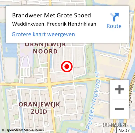 Locatie op kaart van de 112 melding: Brandweer Met Grote Spoed Naar Waddinxveen, Frederik Hendriklaan op 11 juni 2021 09:34