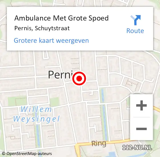 Locatie op kaart van de 112 melding: Ambulance Met Grote Spoed Naar Pernis, Schuytstraat op 11 juni 2021 09:36