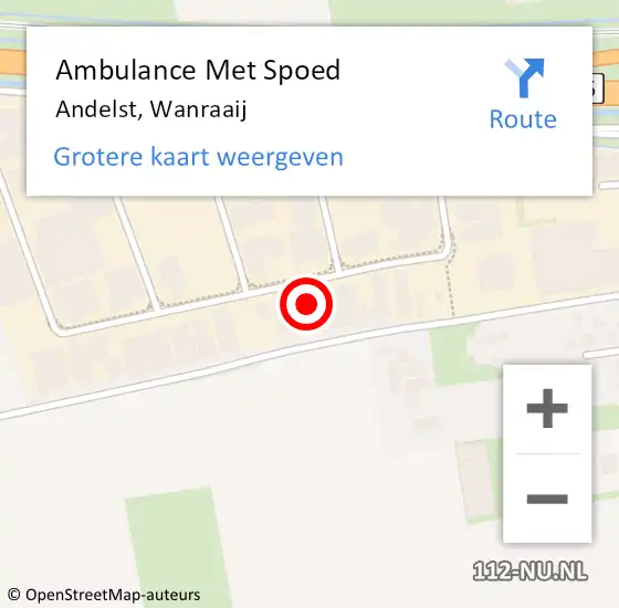 Locatie op kaart van de 112 melding: Ambulance Met Spoed Naar Andelst, Wanraaij op 11 juni 2021 09:51