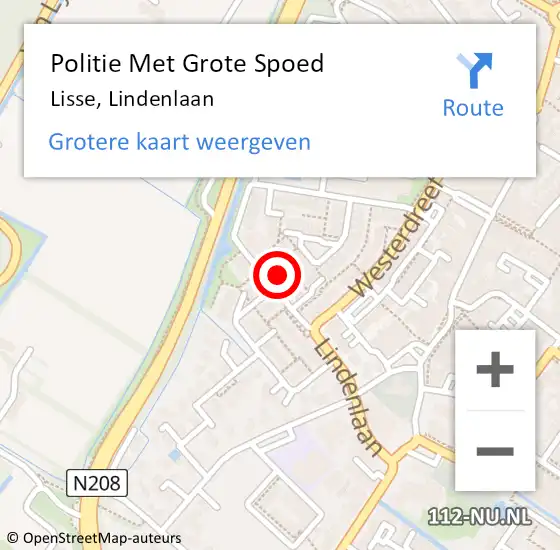 Locatie op kaart van de 112 melding: Politie Met Grote Spoed Naar Lisse, Lindenlaan op 11 juni 2021 10:16
