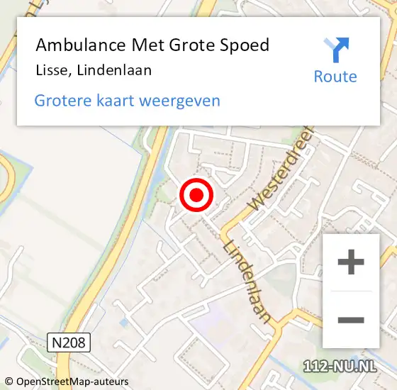Locatie op kaart van de 112 melding: Ambulance Met Grote Spoed Naar Lisse, Lindenlaan op 11 juni 2021 10:16