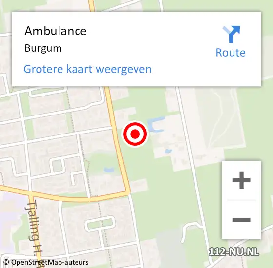 Locatie op kaart van de 112 melding: Ambulance Bergum op 11 juni 2021 10:25