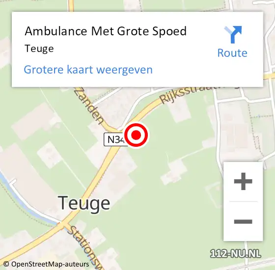 Locatie op kaart van de 112 melding: Ambulance Met Grote Spoed Naar Teuge op 11 juni 2021 10:31