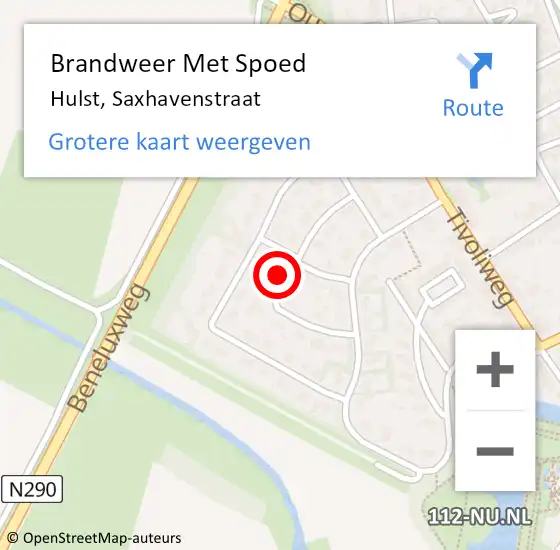 Locatie op kaart van de 112 melding: Brandweer Met Spoed Naar Hulst, Saxhavenstraat op 11 juni 2021 10:42