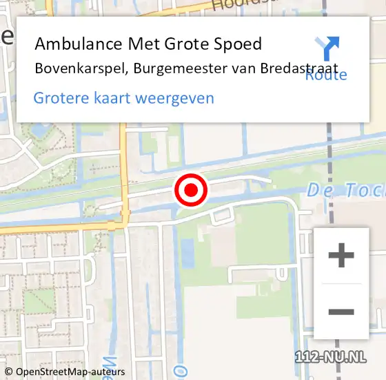 Locatie op kaart van de 112 melding: Ambulance Met Grote Spoed Naar Bovenkarspel, Burgemeester van Bredastraat op 11 juni 2021 10:44