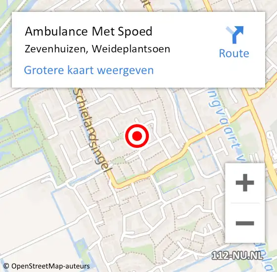 Locatie op kaart van de 112 melding: Ambulance Met Spoed Naar Zevenhuizen, Weideplantsoen op 11 juni 2021 10:45