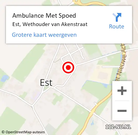 Locatie op kaart van de 112 melding: Ambulance Met Spoed Naar Est, Wethouder van Akenstraat op 11 juni 2021 10:49