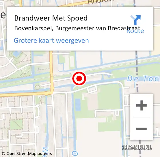 Locatie op kaart van de 112 melding: Brandweer Met Spoed Naar Bovenkarspel, Burgemeester van Bredastraat op 11 juni 2021 11:08