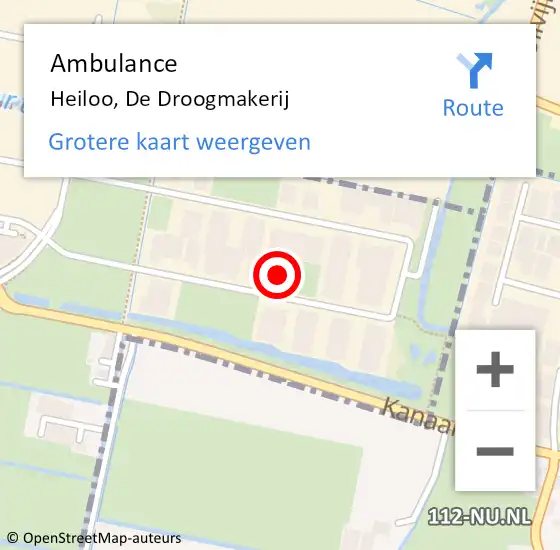 Locatie op kaart van de 112 melding: Ambulance Heiloo, De Droogmakerij op 11 juni 2021 11:14