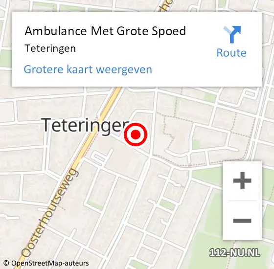 Locatie op kaart van de 112 melding: Ambulance Met Grote Spoed Naar Teteringen op 11 juni 2021 11:39