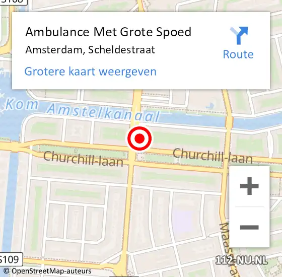 Locatie op kaart van de 112 melding: Ambulance Met Grote Spoed Naar Amsterdam, Scheldestraat op 11 juni 2021 11:40