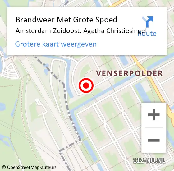 Locatie op kaart van de 112 melding: Brandweer Met Grote Spoed Naar Amsterdam-Zuidoost, Agatha Christiesingel op 11 juni 2021 11:50