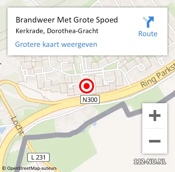 Locatie op kaart van de 112 melding: Brandweer Met Grote Spoed Naar Kerkrade, Dorothea-Gracht op 11 juni 2021 12:03