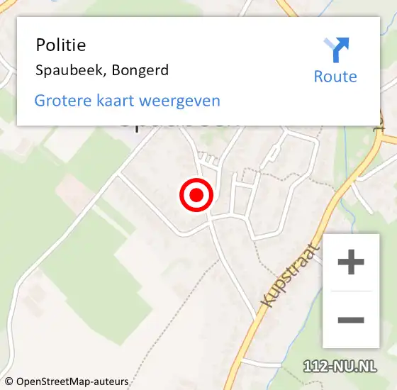 Locatie op kaart van de 112 melding: Politie Spaubeek, Bongerd op 11 juni 2021 12:07