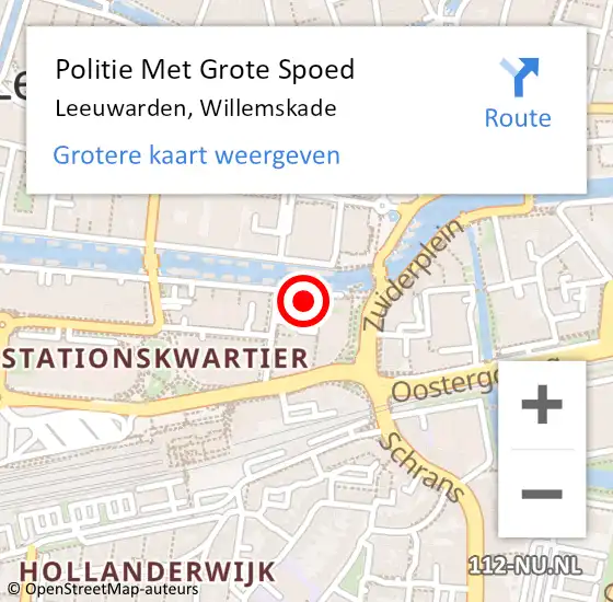 Locatie op kaart van de 112 melding: Politie Met Grote Spoed Naar Leeuwarden, Willemskade op 11 juni 2021 12:08