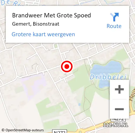 Locatie op kaart van de 112 melding: Brandweer Met Grote Spoed Naar Gemert, Bisonstraat op 11 juni 2021 12:20