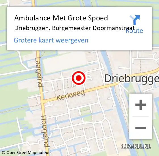 Locatie op kaart van de 112 melding: Ambulance Met Grote Spoed Naar Driebruggen, Burgemeester Doormanstraat op 11 juni 2021 12:23