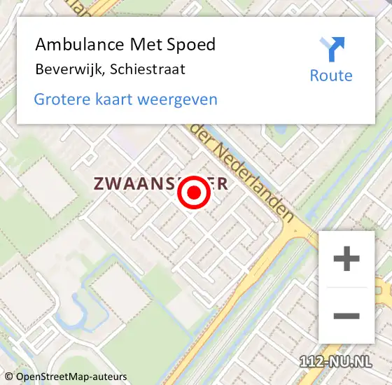 Locatie op kaart van de 112 melding: Ambulance Met Spoed Naar Beverwijk, Schiestraat op 11 juni 2021 12:24