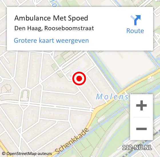 Locatie op kaart van de 112 melding: Ambulance Met Spoed Naar Den Haag, Rooseboomstraat op 11 juni 2021 12:25