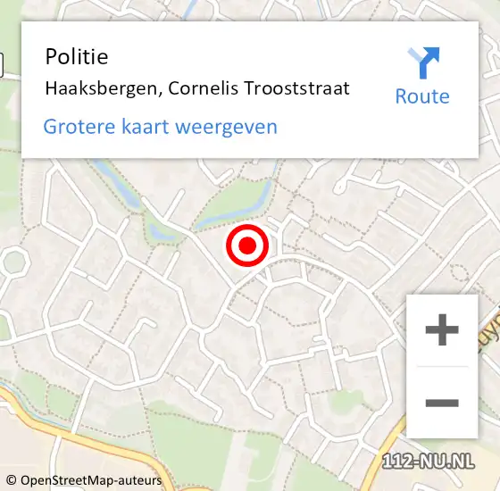 Locatie op kaart van de 112 melding: Politie Haaksbergen, Cornelis Trooststraat op 11 juni 2021 12:27