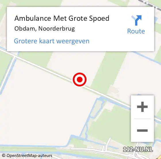 Locatie op kaart van de 112 melding: Ambulance Met Grote Spoed Naar Obdam, Noorderbrug op 11 juni 2021 12:37