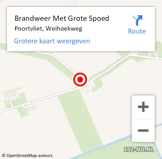 Locatie op kaart van de 112 melding: Brandweer Met Grote Spoed Naar Poortvliet, Weihoekweg op 11 juni 2021 12:41