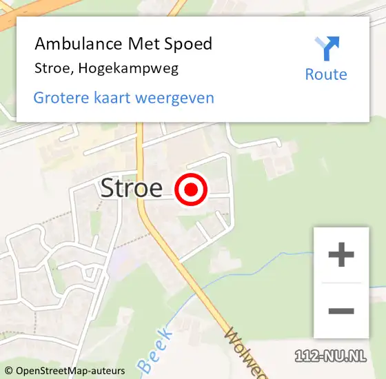 Locatie op kaart van de 112 melding: Ambulance Met Spoed Naar Stroe, Hogekampweg op 11 juni 2021 13:33