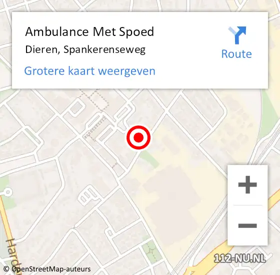 Locatie op kaart van de 112 melding: Ambulance Met Spoed Naar Dieren, Spankerenseweg op 11 juni 2021 13:50