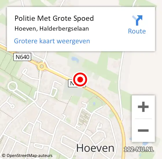 Locatie op kaart van de 112 melding: Politie Met Grote Spoed Naar Hoeven, Halderbergselaan op 11 juni 2021 14:12