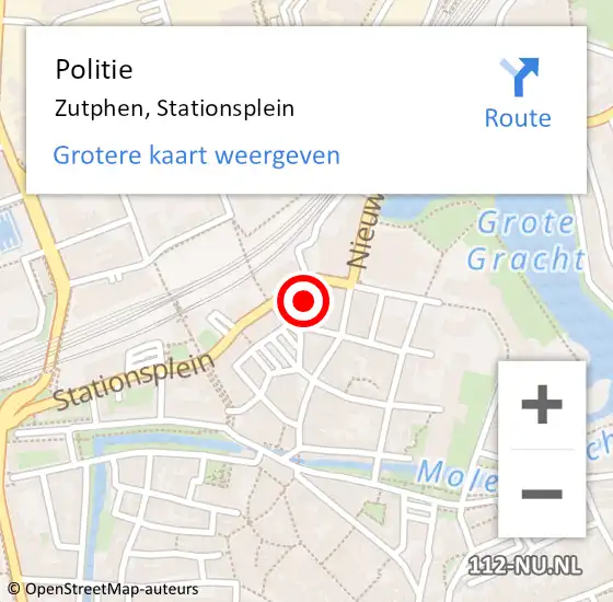 Locatie op kaart van de 112 melding: Politie Zutphen, Stationsplein op 11 juni 2021 14:27