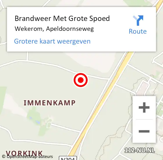 Locatie op kaart van de 112 melding: Brandweer Met Grote Spoed Naar Wekerom, Apeldoornseweg op 11 juni 2021 15:09