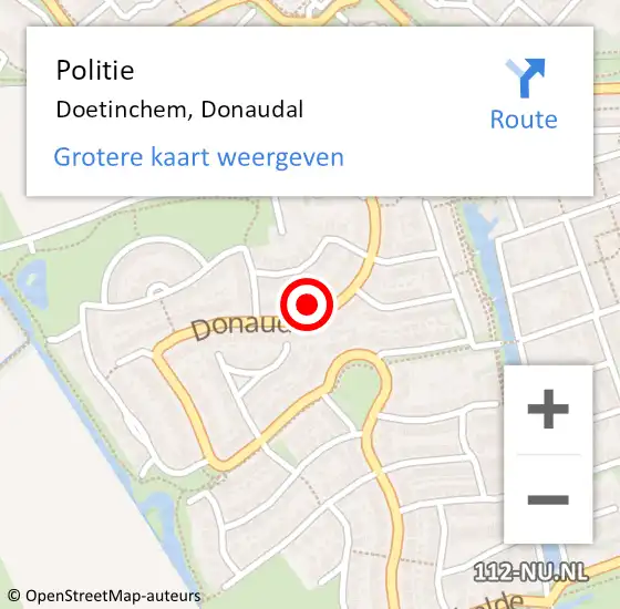 Locatie op kaart van de 112 melding: Politie Doetinchem, Donaudal op 11 juni 2021 15:30
